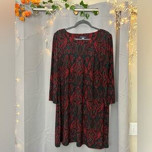 Tommy Hilfiger dress. Size 16. Reddish burgundy, green and deep blue.